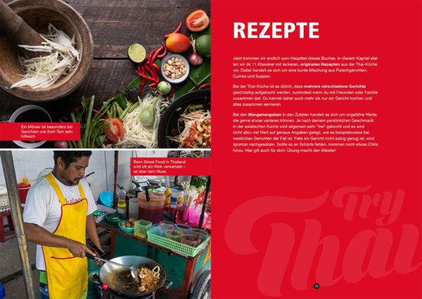 Beispiel-Seiten aus unserem Try Thai Buch 'Klassiker der Thai-Küche'